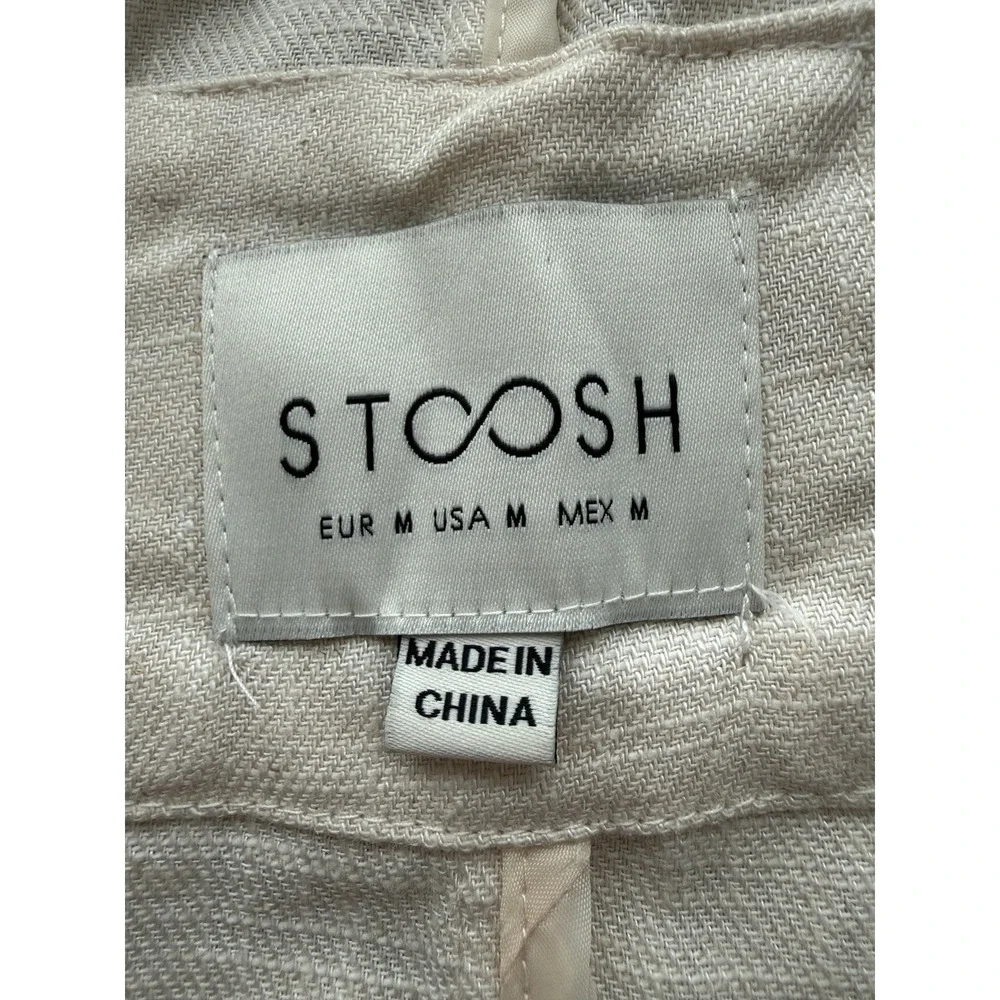 Stoosh Women's M Linen Blend Open Front Blazer Pockets